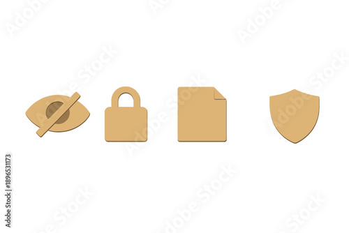 Icons representing privacy and security concepts in a simple design