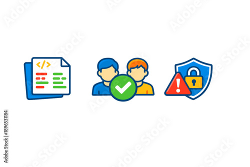 Security checks and code review process by a team of developers to ensure safe software development in a digital environment with proper data handling