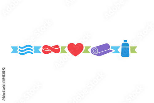 Symbols of wellness and health benefits of physical activities and self-care routines displayed in a fun and colorful design suitable for various health-related contexts