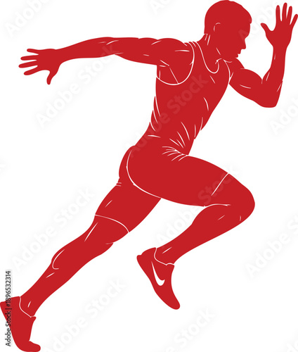 Athlete sprinting forward with dynamic movement and energy in a simple graphic illustration