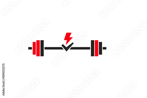 Workout graphic showing a barbell design with a lightning bolt symbol in the center suggesting energy or strength for fitness activities