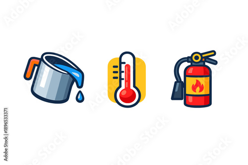 Mixing water, measuring heat, and using fire safety tools in a safe environment for everyday use