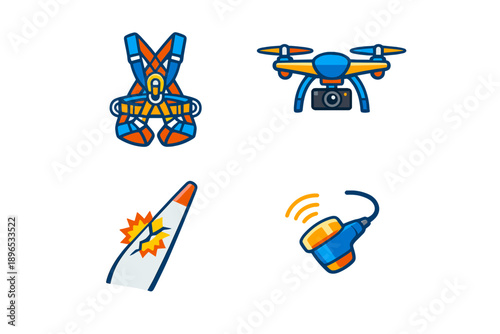 Focus on drone technology and accessories for aerial photography and videography that are used in various locations and situations