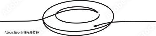 A continuous line drawing of a plate or saucer on a plain surface viewed from directly above