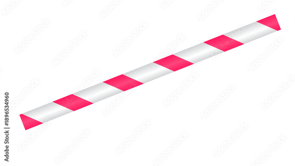 Fototapeta premium Vibrant pink and white striped disposable drinking straw isolated on a clean white background