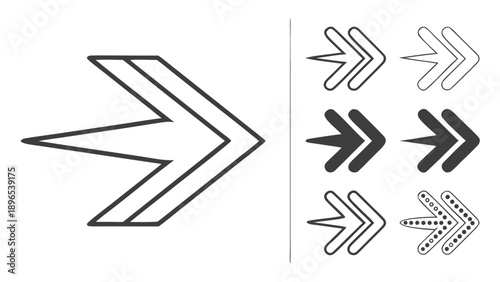 Collection of directional arrows - in trendy line style, line icons set, media, website, blog, content, web icon set, Vector illustration