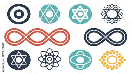 Collection of symbolic designs - in trendy line style, line icons set, media, website, blog, content, web icon set, Vector illustration