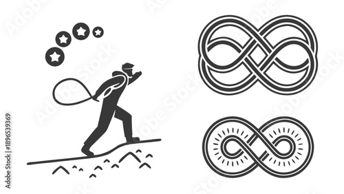 Baseball player swinging bat - in trendy line style, line icons set, media, website, blog, content, web icon set, Vector illustration