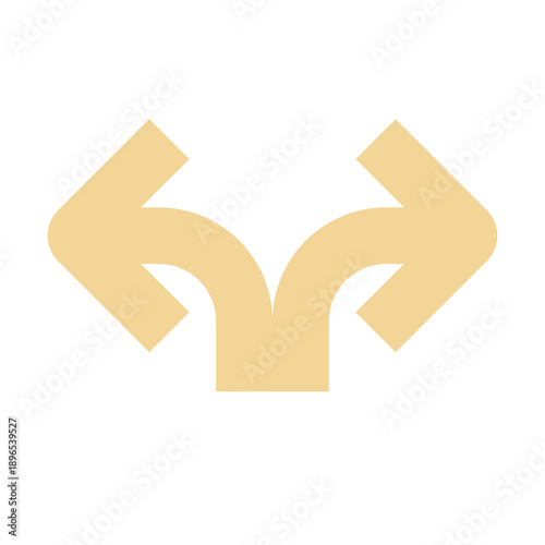 Photos Minimalist beige double arrow icon pointing in opposite directions for choice co