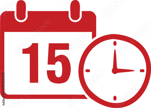 Calendar and clock illustration depicting a specific date and time in a simple graphic representation