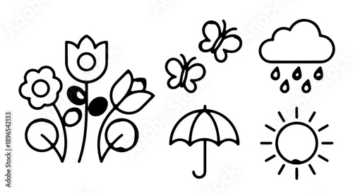 Minimal Spring Icons Collection in Pastel Colors for UI and Web Design