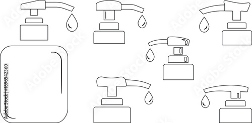 Soap Dispenser Icons With Droplets liquid soap pump dispenser