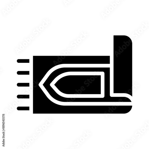 Black solid icon prayer mat. Minimalist islamic ramadan silhouette icon isolated background.