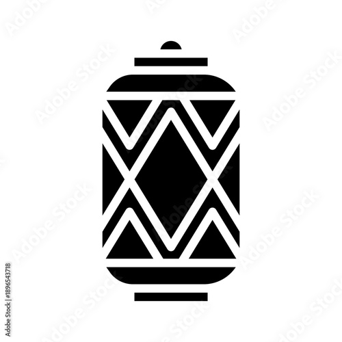 Black solid icon islam lantern. Minimalist islamic ramadan silhouette icon isolated background.