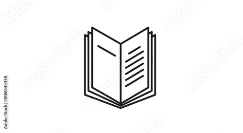 Simple line art illustration of an open book with pages.