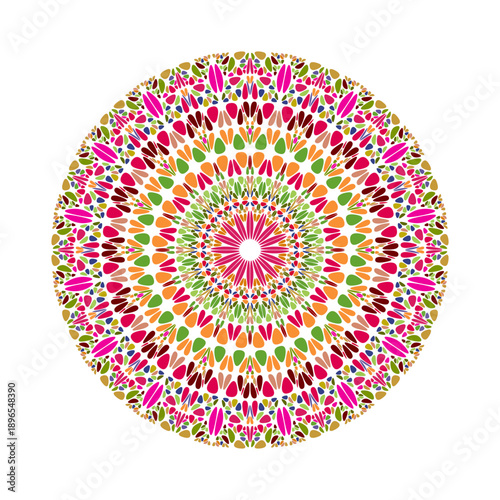 Geometrical circular colorful abstract gravel ornament mandala