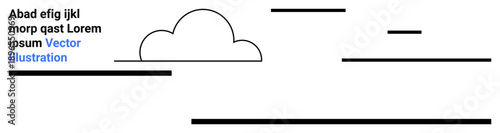 Graphic design, web development, modern art, branding, visual elements, conceptual artwork. Outline of a cloud with horizontal black lines. Graphic design and web development concept