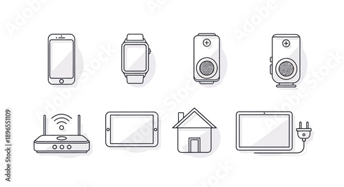 Collection of Modern Electronic Devices Outlined.
