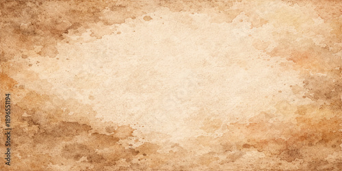 Aged vintage parchment background with a grungy worn surface and stained antique paper texture for a blank retro beige page design