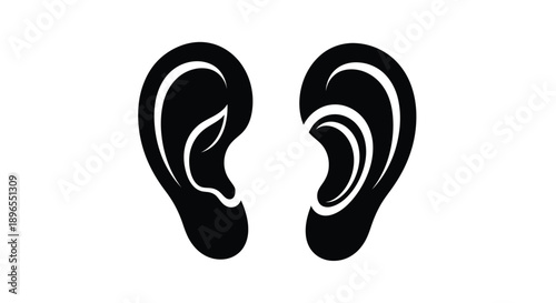 Two human ears displayed in a stark black silhouette