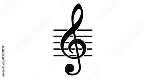 A black treble clef on a staff a musical symbol silhouette