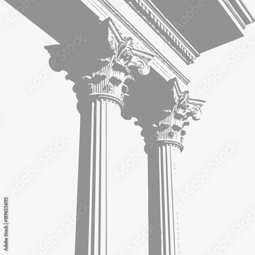 Intricately Crafted Corinthian Columns with Ornate Capitals Undertop a Classic Architectural Structure Displaying Timeless Elegance