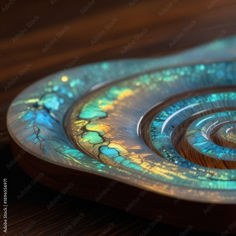 Fototapeta premium Biophilic Resin Background With Opal Milk Waves And Iridescent Organic Motion