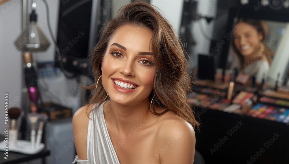 Fototapeta premium Proof of fresh beauty methods: an attractive young woman in a studio pose