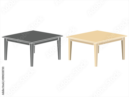Modern Wooden Table Furniture Vector Illustration