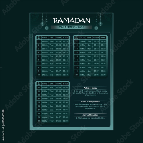 Ramadan Calendar template 