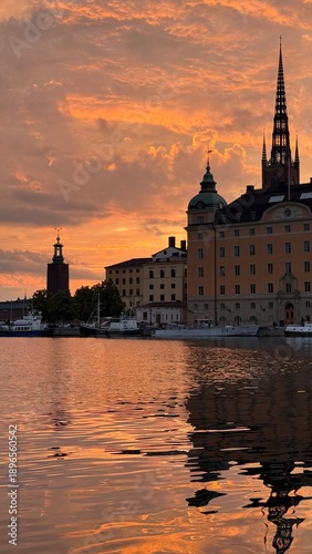 Photography stockholm city hall at sunset