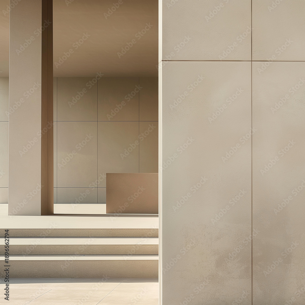 Fototapeta premium Minimal beige architectural interior with geometric walls and clean composition