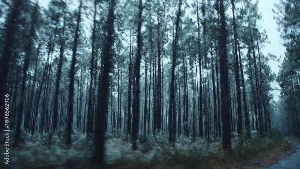 Obraz premium Dark Forest with Tall Trees