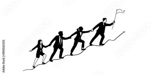 United business team moving towards success with strong leadership and collaboration