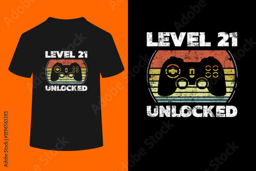 Level 21 Unlocked Funny Video Gamer 21st Birthday T-Shirt
