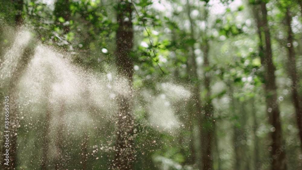 Obraz premium Enchanted forest with sunlight and dust particles