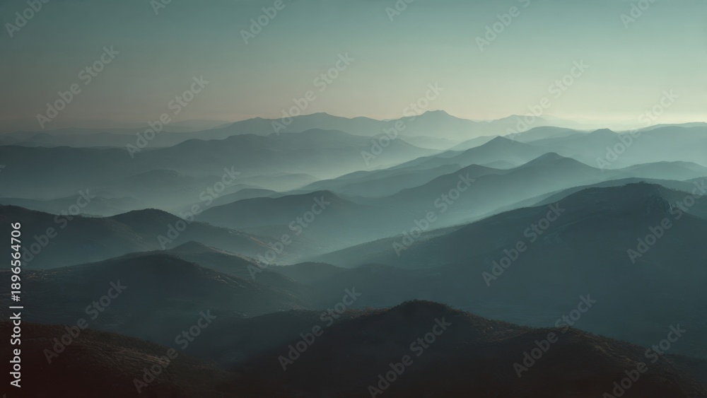 Fototapeta premium Layered Mountain Range in Mist
