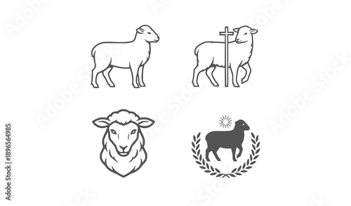Vector set of farm animals with abstract horse illustrationVector set of farm animals with abstract horse illustration