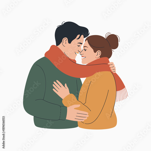 Romantic Couple Hugging Love Relationship Illustration Vector