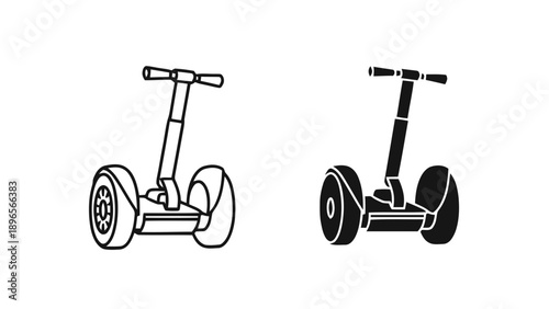 Vector illustration of, on transparent background, a sleek two-wheeled personal mobility scooter