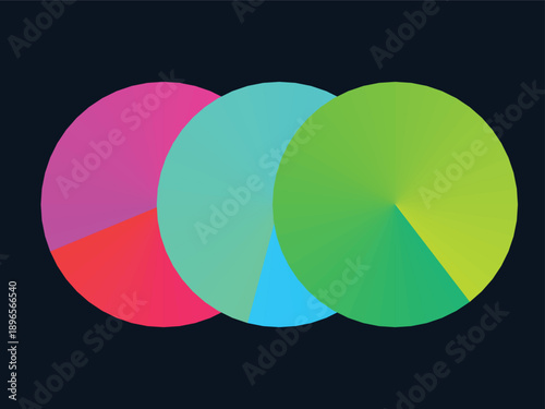 Overlapping colorful circles create a modern abstract design on a dark background