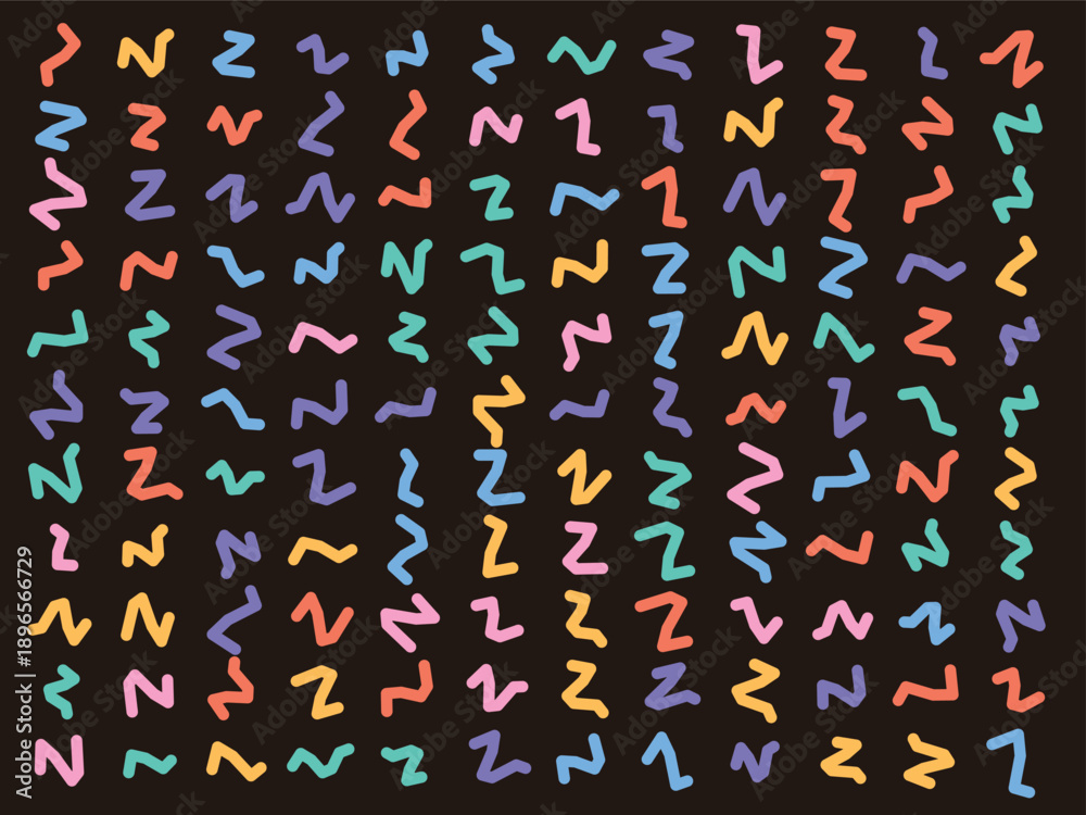 Obraz premium Vibrant abstract colorful zigzags create a playful, energetic pattern on a dark background.