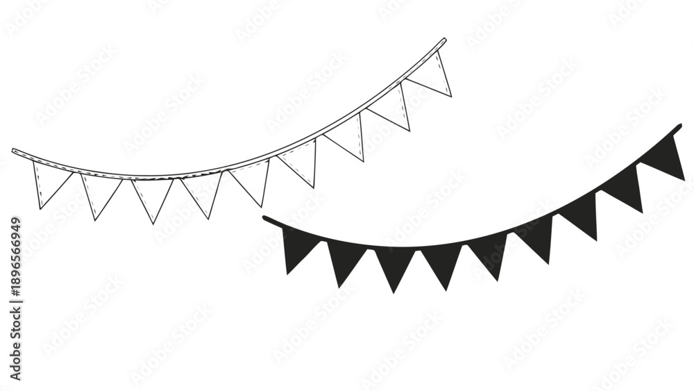 Obraz premium Vector illustration of festive celebration party bunting flags, decorative pennants, on transparent background