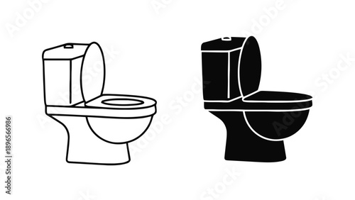 Vector illustration of a toilet bowl or WC icon, bathroom fixture, hygiene symbol on transparent background