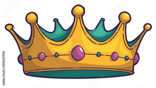 Crown Cartoon Style Vector Illustration with Outline