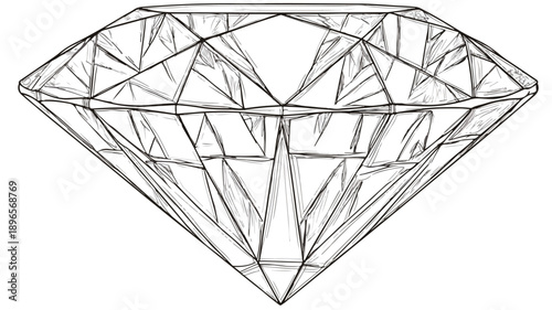 Colorful Diamond Cartoon Style Vector Illustration with Outline