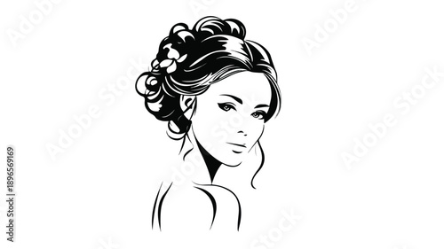 Elegant Beauty Salon Icon Featuring Beautiful Girl Vector Illustration