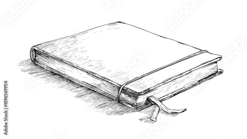 Handdrawn Sketch of Drawing Notebook on White Background