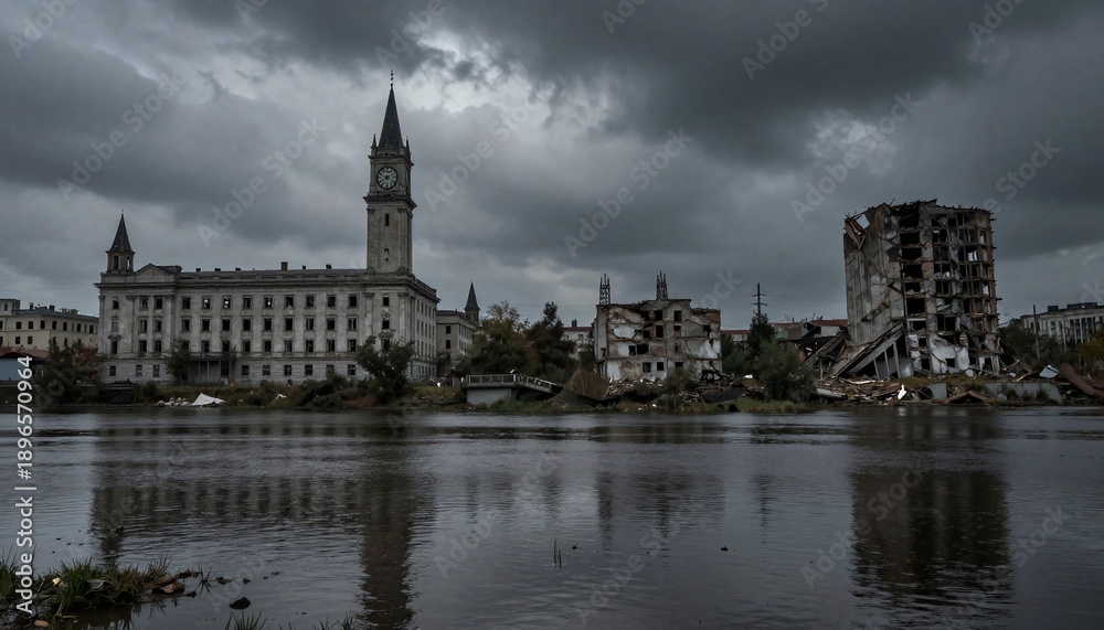 Fototapeta premium Urban Decay Beside Historical Architecture