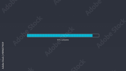 Progress bar animation showing loading status completing on black background in a clear and simple design